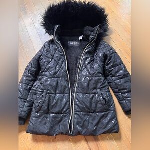 Vintage black quilted puffer coat by GUESS Girls Medium 10-12